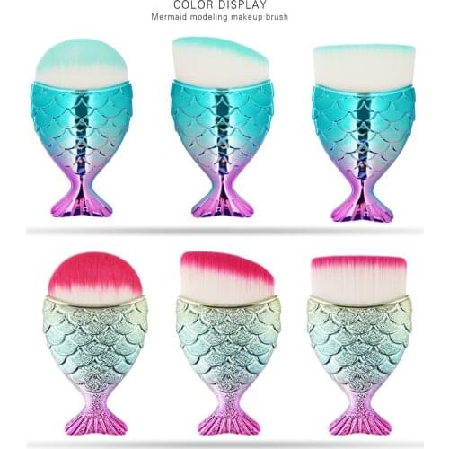 3Pcs/Set Foundation Blending Makeup Brush Set Highlight Contour Powder Cosmetic Fish Scale Make Up Brushes Beauty Tool