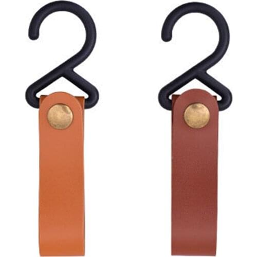 4pcs Camping PU Leather Hanging Hooks Clothes Storage Rack Hook Straps Portable Outdoor Clothes Storage Rack Hook Straps S Type