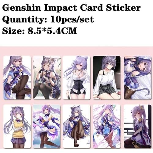 Anime DIY Card Sticker Game Genshin Impact Cosplay Accessories Bus Bank IC Student Card Decoration Project Zhongli Klee Vent