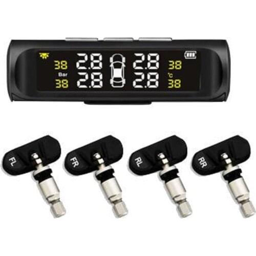 Car TPMS Tyre Pressure Monitor System 4 Internal Sensor Solar Power Digital LCD Display Auto Security Alarm System Tyre Pressure
