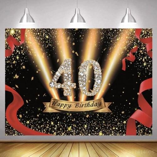 Glitter Shiny Cake Smash 40th Birthday Banner Background For Photo Women Adult Dinner Party Wine Table Backdrop Vinyl Poster
