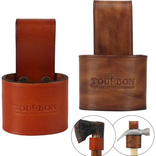 Tourbon Genuine Leather Hammer Holder Axe Loop Holster Tools Carrier Woodwork Attach to 5CM Belt