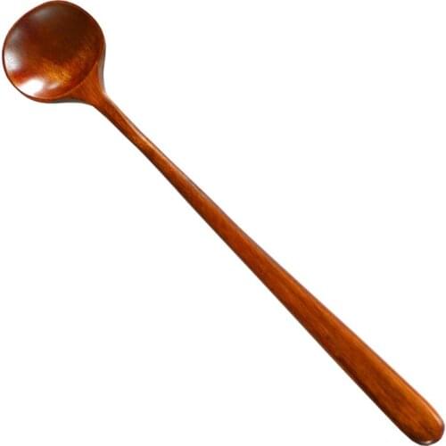 Long Spoons Wooden Natural Round Cooking Spoons for Soup Cooking Mixing Stirr Korean Style Kitchen Utensil