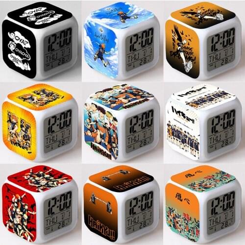 Haikyuu!! Alarm Clock Students Anime Desk Clock Children Led Digital Clock with Date Thermometer Boys Girls Birthday Gifts