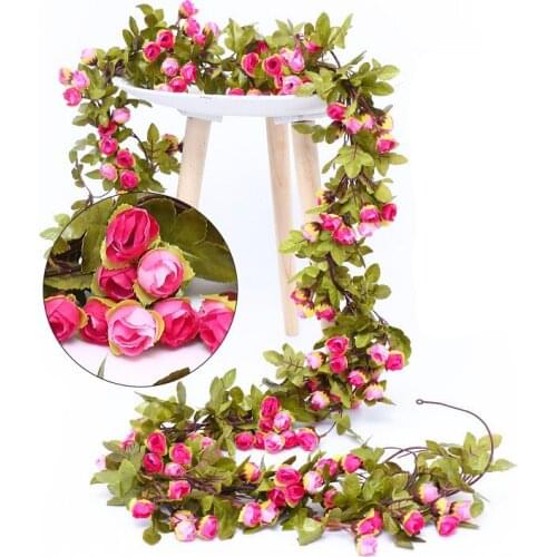 220cm/string Artificial Rose Flowers Vine Cane Backdrop Decor Silk Fake Rattan Garland Flower String for Wedding Home Decoration