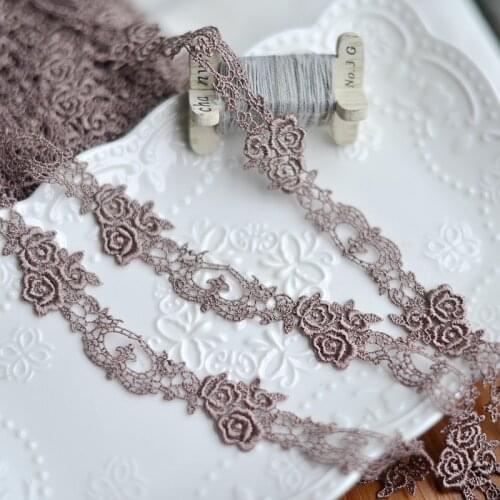 Exquisite embroidery coffee rose flower lace decoration diy dress curtain cloth laciness accessories 2.3cm x 1meter