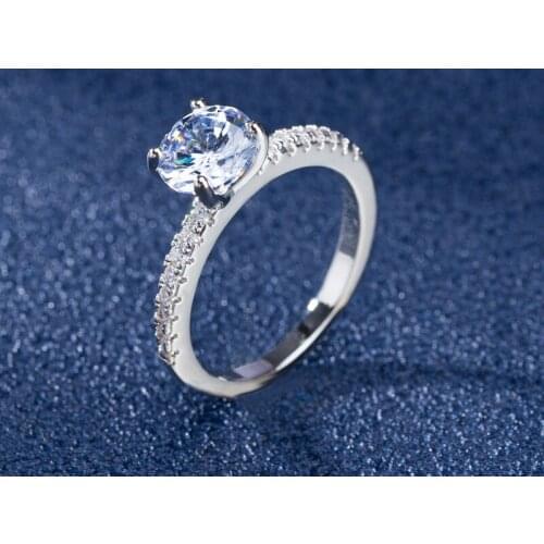 Classic Round Diamond Rings For Women 925 Sterling Silver Finejewelry For Girl Accessories for Wedding Engagement Party Rings