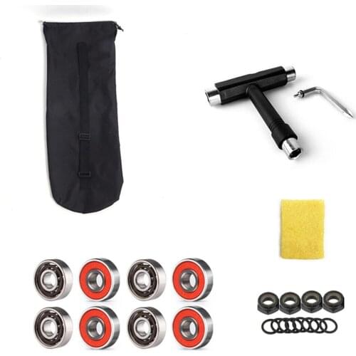 1Pair 7" Longboard Truck Wheels Set 4pcs PU Wheels Bearing T Skateboard Tool Skateboard Truck Wheel Combo Repair Tool Set