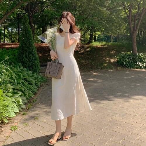 New New Summer Dress Girls Boho Solid Female Vintage Dress Party Oversize Short Sleeve Women Dresses Robe Vestido