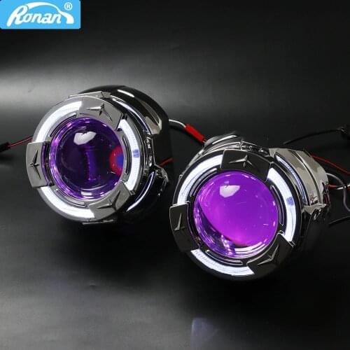 Ronan 3.0inch metal bi xenon projector lenses headlight white angel eyes demon shrouds retrofit H1 H4 H7 car styling DIY