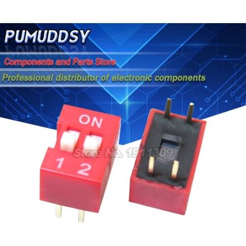 10PCS Slide Type Switch Module 2.54mm 2 Position bit Way DIP Red Pitch NEW