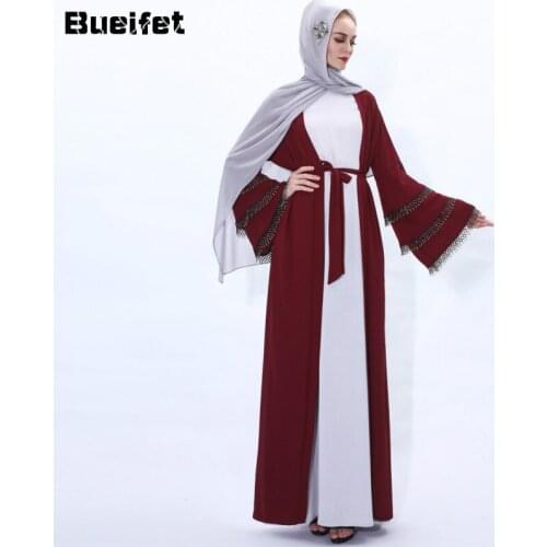 Muslim Fashion Abaye Dress for Women Long Sleeve Turkey Hijab Dress Islam Kimono Cardigan Kaftan Caftan Marocain Robes Clothing