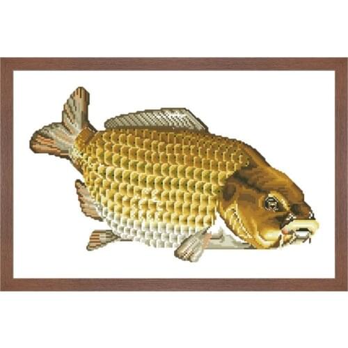 Karp perenabor cross stitch kit animal fish pattern 18ct 14ct 11ct white fabric cloth cotton thread embroidery DIY handmade