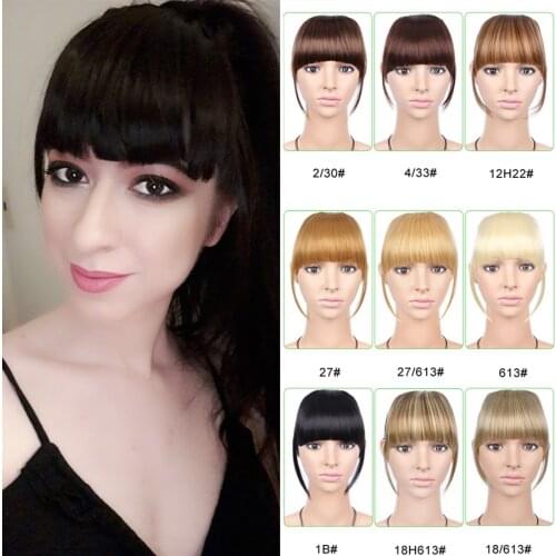 AliLeader Neat Front False Fringe Clip In Bangs Hairpiece With High Temperature Synthetic Hair
