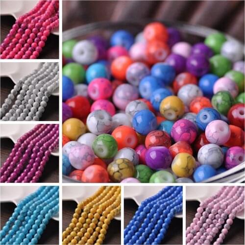 6mm 8mm 10mm Round Spots Coated Opaque Loose Spacer Glass Beads Jewelry Making DIY