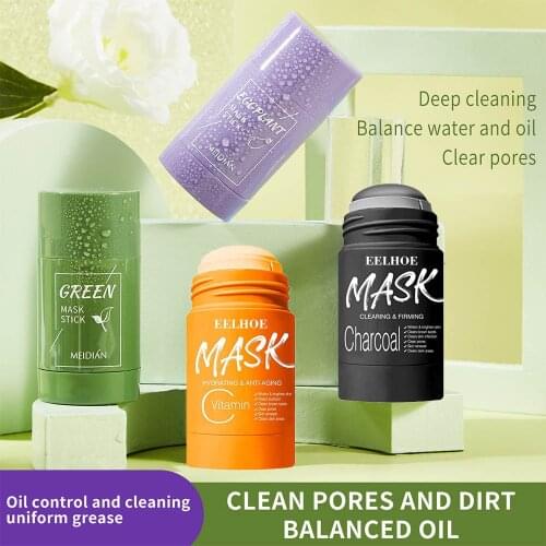 Green Tea Solid Face Mask Deep Cleansing Moisturizing Oil-control Whitening Mask Purifying Clay Stick Mask Anti-Acne Skin Care