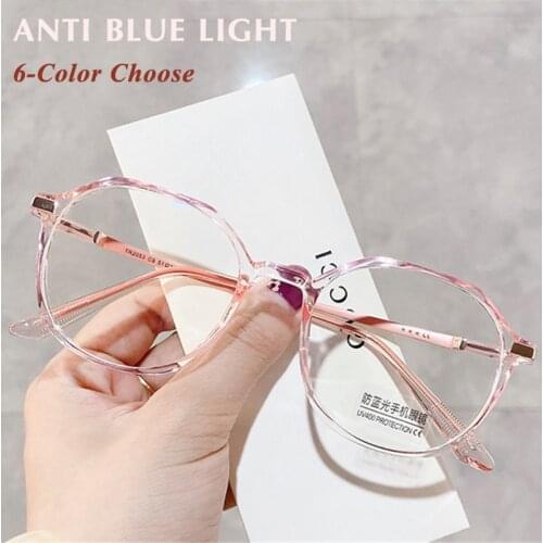 YCCRI 2021 Anti Blue Light Myopia Glasses Women Men New Irregular Round Eyeglasses Prescription Finished Shortsighted Eyewear