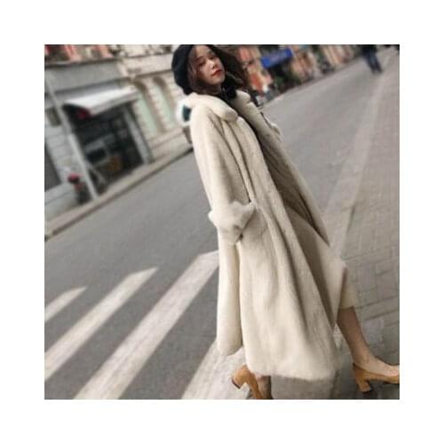 Winter Elegant Warm Long Faux Fur Coat Women Solid Luxury High Quality Soft Lamb Wool Jacket Furry Single Breasted Outerwear