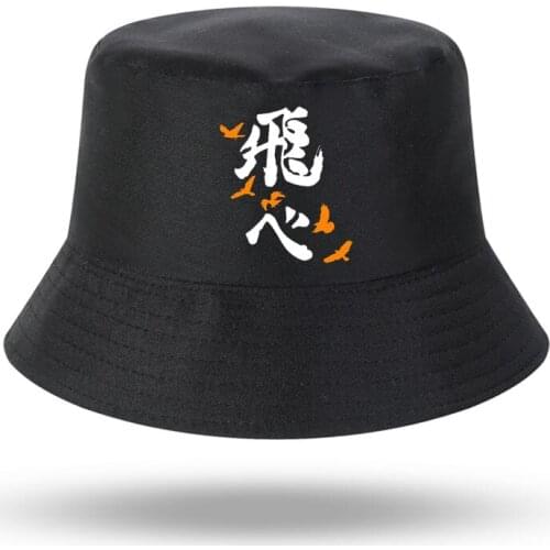 Haikyuu Fly Text Japan Anime Print Men Women Bucket Hat Outdoor Sunscreen Beach Cap Fisherman Hat Sun Hiking Fishing Cap