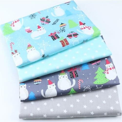 Christmas Snowman Stars Printed 100% Cotton Fabric Meters For Dresses Cushions Blanket Sewing Cloth Bed Sheet Textile