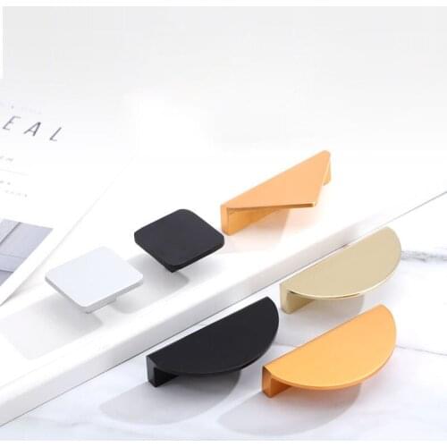 HXS Modern American Semicircle Aluminum Golden Cabinet Handles for Furniture Accessories Square Drawer Knob Door Pulls