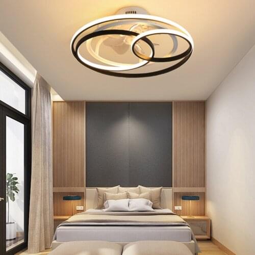 Modern Fashion Ceiling Fans with Led Light and Control Silent Smart Remote Bedroom Kitchen Home Indoor Lighting Black 220v 110v