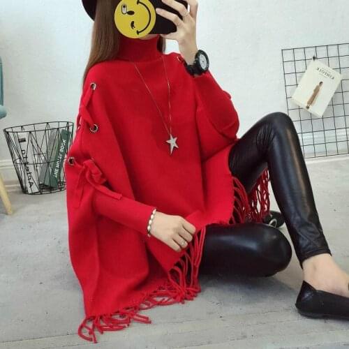 Internet Celebrity Winter Warm Coat Women Solid Tassel Shawls Poncho Capes Knitted Shawl Knit Cardigans Sweater Coat 2020 Spring