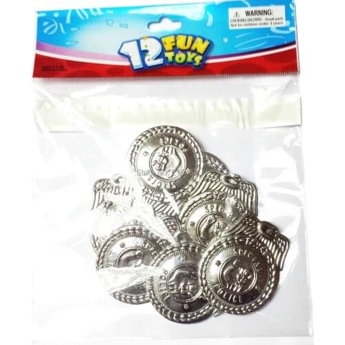 12X PLASTIC SHERIFFS BADGES - POLICE PINATA PARTY BAG E583 birthday party favors toy and prize gift