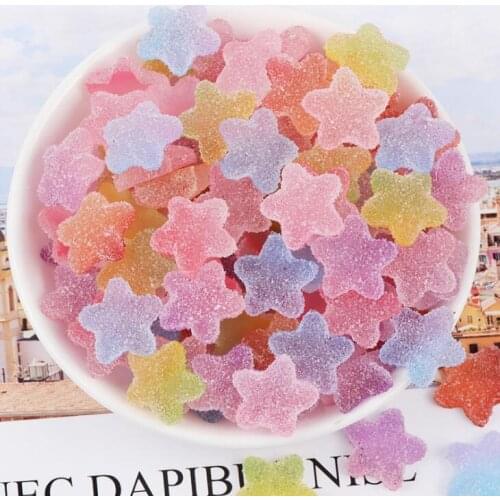 10pcs/lot Kawaii Resin Five-pointed Star Flatback Cabochon For Kids Headclip DIY Embellishments Making Scrapbooking Craft