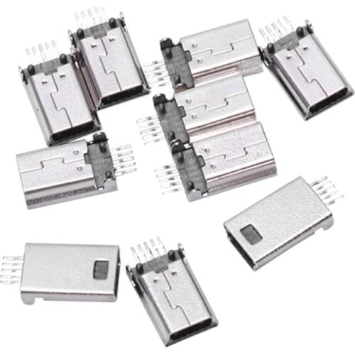 10 pieces Mini USB Type B Male 180 Degree 5 Pin SMD SMT for Soldering Jack Connector