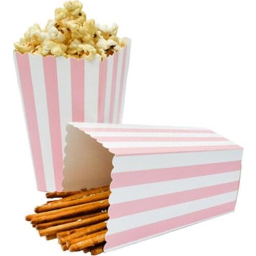 12pcs Baby Shower Disposable Tableware Chevron Paper Popcorn Boxes First Birthday Party Decorations Kids Adult Party Supplies