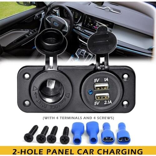 12V Car Cigarette Lighter Socket Dual USB 4.2A Charger Adapter Two Holes Panel Car Mobile Phone Charger Accessories