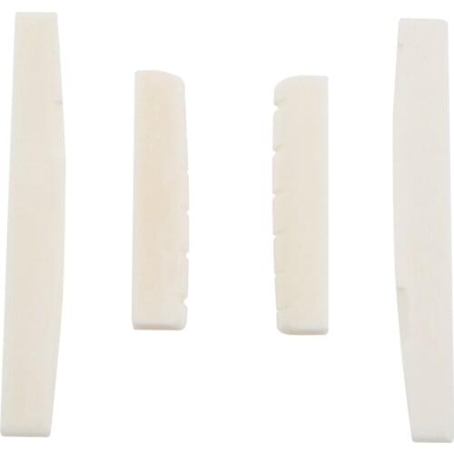 2 Sets of 4pcs 6 String Acoustic Guitar Bone Bridge Saddle and Nut Made of Real Bone