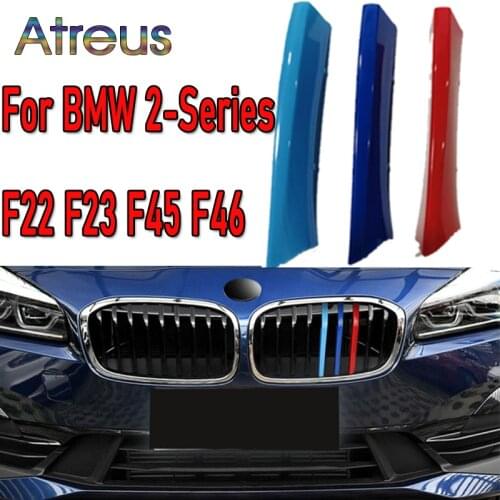 3pcs ABS Car Grille Sticker Strip Cover Trim Clip For 2-Series BMW F45 F46 F22 F23 2020 2019 2014-2018 M style Accessories