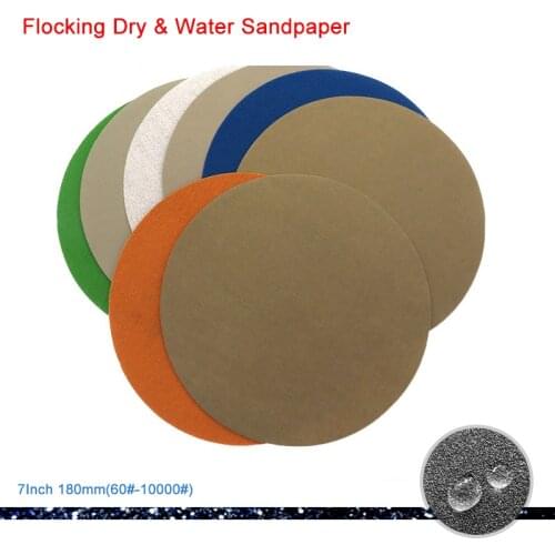 7Inch 180mm Flocking Dry & Water Sandpaper Disc 60-10000 Grit Abrasive Sanding Paper Grinding And Polishing 996A