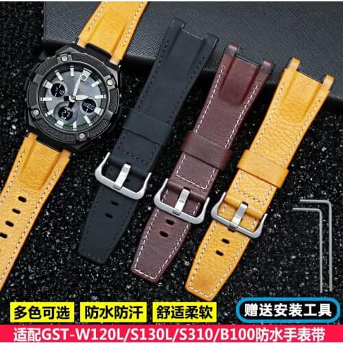 Watch Accessories Band FOR Casio GST-W120L / S120 / W130L / S100 / S110 Watch Bracelet Nylon & Leather Watch Strap Belt