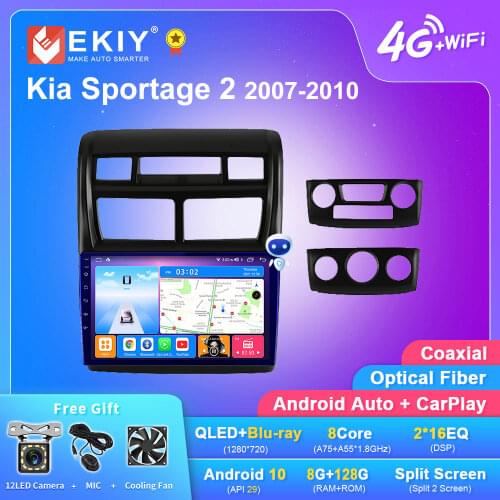 EKIY 9" 2.5D IPS DSP Android 10 Car Radio 6G+128G For Kia Sportage 2 2007-2013 Stereo Multimedia Player GPS Navi Wifi Carplay HU
