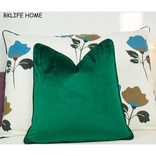 Piping Design Velvet Cushion Cover Luxury Green Pillow Case Chair/Sofa Pillow Cover No Balling-up Home Decor Without Stuffing