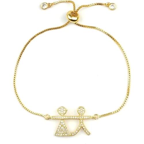 Cubic Zirconia Couple Bracelet for Lovers Gold Filed Boy Girl Friendship Bracelet Adjustable Friendship Bracelets Tennis pulsera