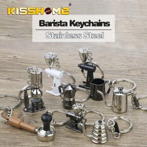 Barista Espresso Coffee Keychains Mini Decoration Accessories Original Design Gift Keyring Cafe/Coffee Competition Souvenir