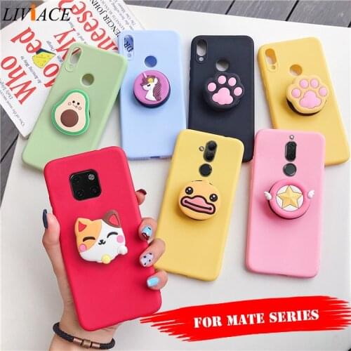 3D silicone cartoon case for huawei mate 20 pro lite X 30 cute phone holder stand covers for huawei mate 10 9 lite pro mate20