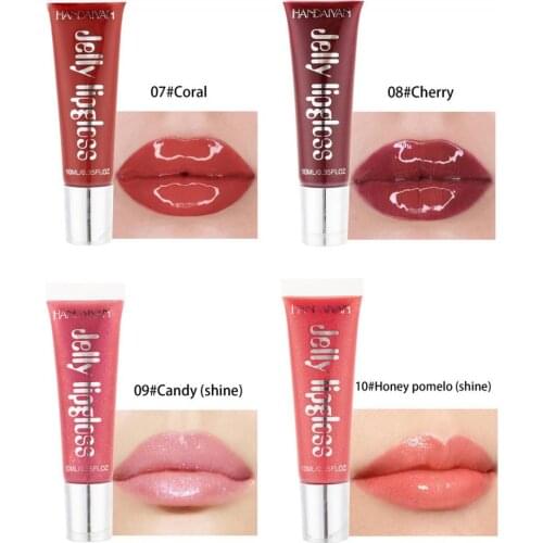HANDAIYAN Candy Color Jelly Lip Gloss Lips Plumper Moisturizing Shine Lasting Waterproof Liquid Lipstick Nourishing Lips TSLM1