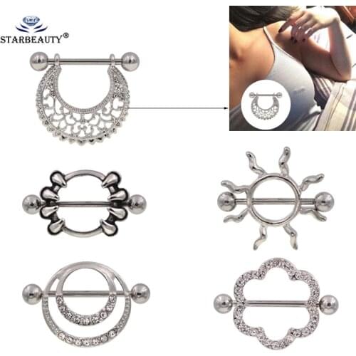 1 Pair Punk Heart nipple piercing jewelry Stainless Steel Nipple Ring Nipple Shield Piercing Jewelry Sexy Body Jewelry For Women