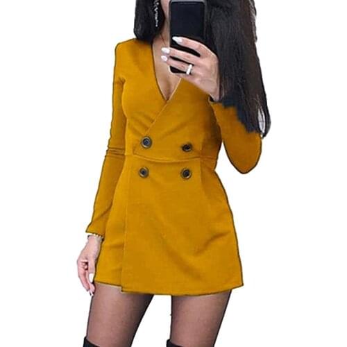 Chic Women Solid Color Long Sleeve V Neck Double-breasted Short Jumpsuit Solid Color V Neck Short Jumpsuit