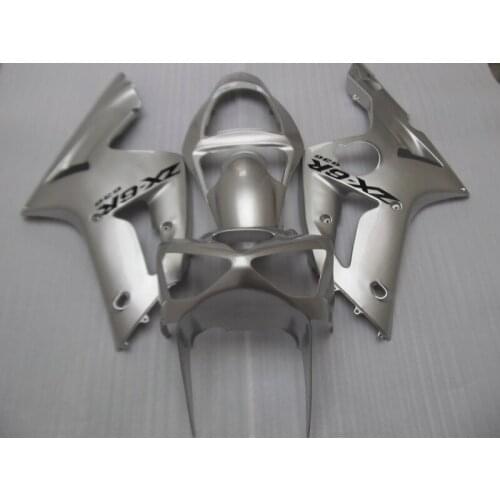 Injection molding bodywork fairing kit for Kawasaki Ninja ZX6R 03 04 silver fairings set ZX6R 2003 2004 OT13