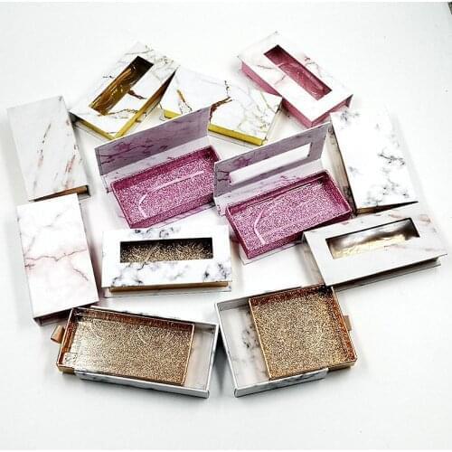 1pc marble eyelashes box Private custom your own logo eyelashes box for small batch High quality luxury lashes package