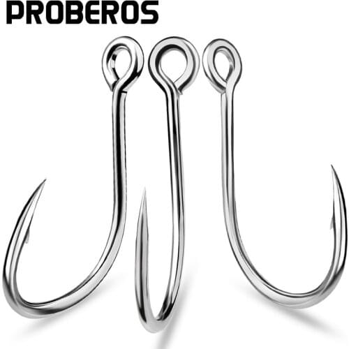PROBEROS 50Pcs Crank Jig Head Fishing Hooks 1/0-5/0# Barbed Single Circle Carp Hooks High Carbon Steel Fishhooks Fishing Tackle
