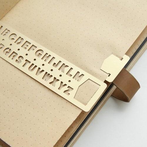 Kawaii Brass Letter Number Ruler Hollow Metal Straight Rulers Bookmark Stationery List School Office Supplies Stationery sl1606
