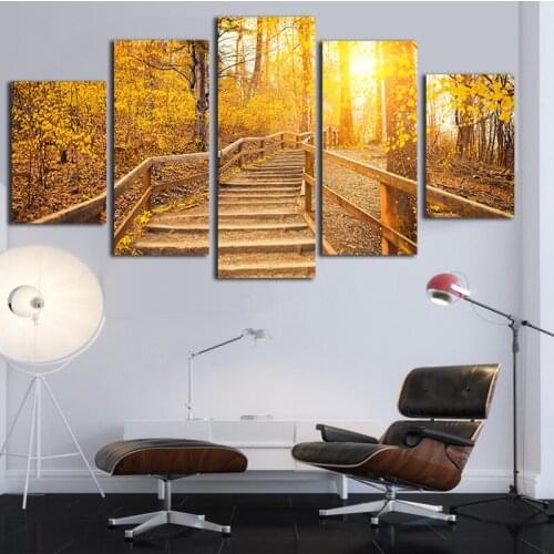 Modular Oil Painting Animal Home Decoration Wall Art the autumn Unframed Spray Painting HD Canvas Picture 5 Piece Canvas Art