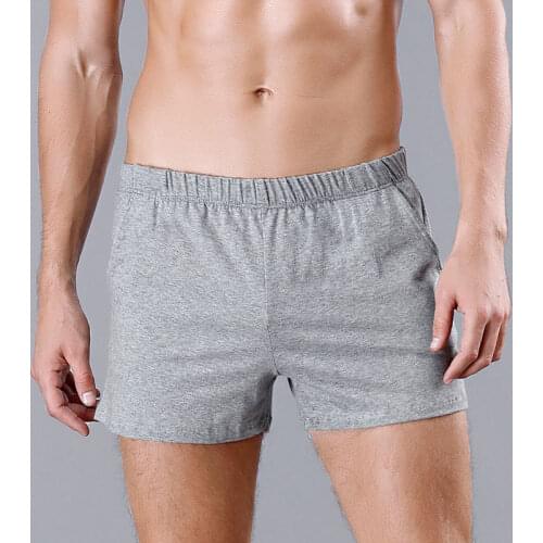 Mens Cotton Pajama Shorts Solid Casual Sleepwear Loose Shorts Summer Men Boxers Underwear Sleep Bottoms Male Sweat Pants A50